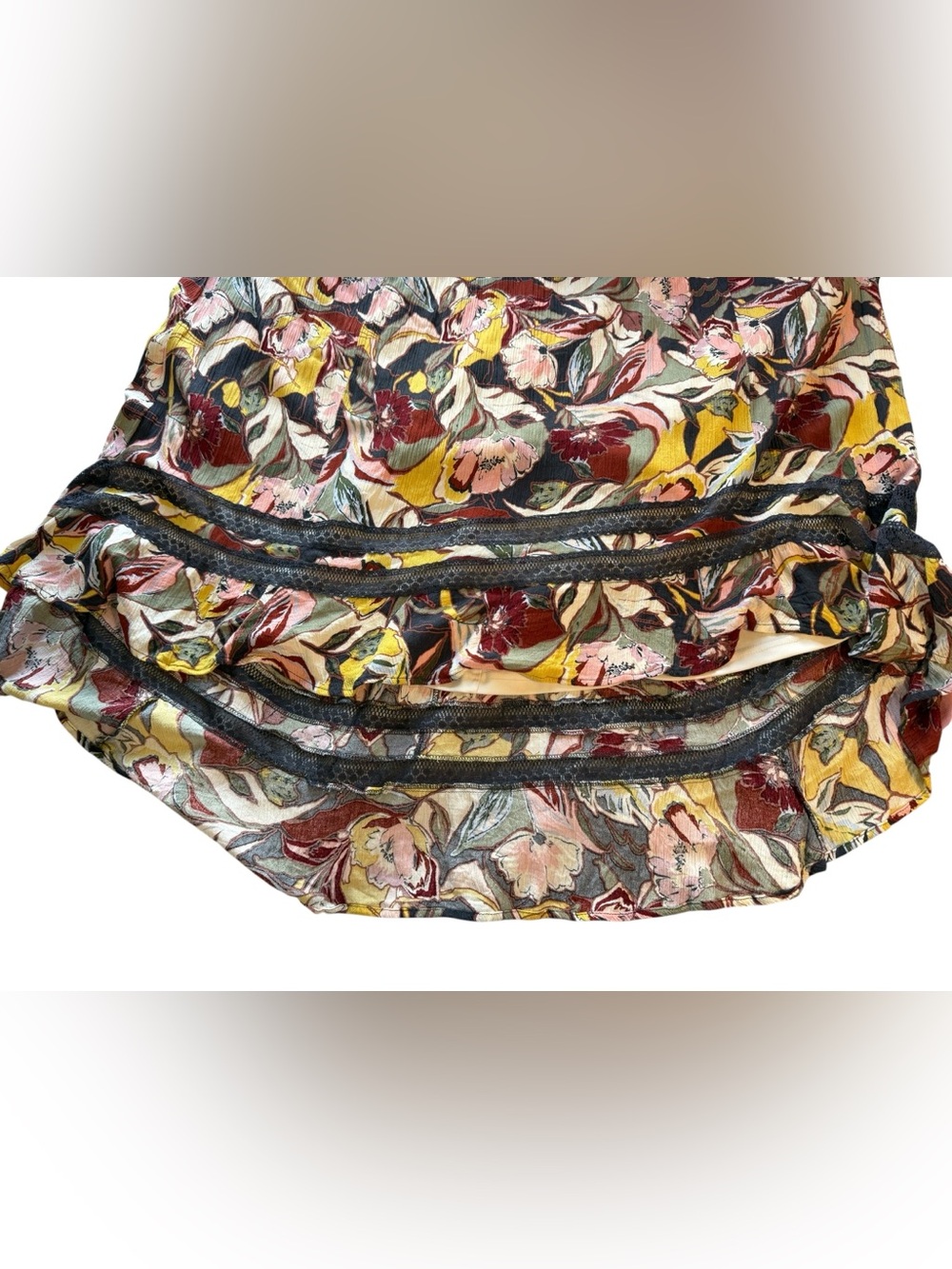 Torrid 2X Floral Crinkle Gauze Hi Low Maxi Skirt Lace Boho - Picture 5 of 7